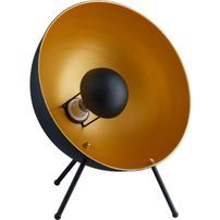 Lampe de table sur trépied métal doré et noir Gello