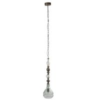Lampe suspension verre et métal gris Jibel