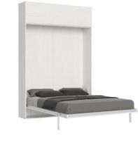 Lit escamotable 140x190 cm avec 1 meuble haut bois blanc kanto