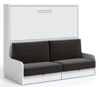 Lit escamotable autoporteur horizontal avec banquette et coffre de rangement KALIAN