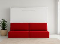 Lit escamotable horizontal avec banquette & coffres LOGIA