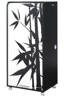 Meuble informatique à rideau noir imprimé bambous Orga 140 cm