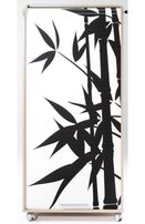 Meuble informatique à rideau taupe imprimé bambous Orga 140 cm