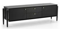 Meuble TV 2 tiroirs 2 portes bois noir 160 cm