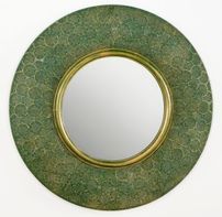 Miroir mural rond métal vert et doré Canva