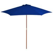 Parasol d'extérieur avec mât en bois Bleu 270 cm