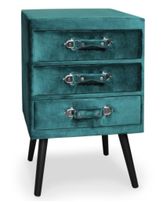 Petite commode 3 tiroirs velours vert Patio