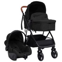 Poussette pour bébé 3-en-1 Anthracite et noir Acier