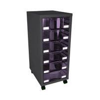 Rangement de bureau sur roulettes 6 tiroirs métal gris et polystyrène violet Bloom