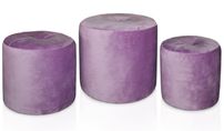 Set de 3 poufs en velours violet Sala