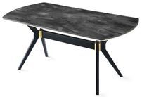 Table à manger bois effet marbre noir Kibona 180 cm