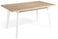Table à manger en bois chêne clair et pieds bois blanc Kalieto 160 cm