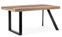 Table à manger industrielle 6 places bois de manguier recyclé et pieds acier noir Kramer 160 cm