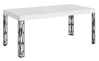 Table à manger rectangulaire 160 cm blanc et pieds métal gris foncé Gisa