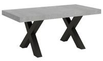 Table à manger rectangulaire gris béton et pieds métal gris foncé Tsara 160 cm