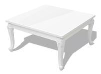 Table basse carrée bois blanc brillant Mento 80 cm