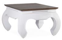 Table basse carrée bois massif de mindi blanc et marron Orpirest 60 cm