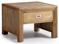Table basse carrée en bois massif de Mindy naturel 1 tiroir Mazari 60 cm