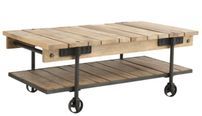 Table basse industrielle en bois sur roulettes Vitado