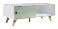 Table basse rectangulaire 1 porte bois blanc, vert et naturel Mélanie 115 cm