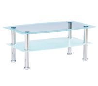 Table basse rectangulaire 2 plateaux verre trempé transparent et blanc Kyrah 2