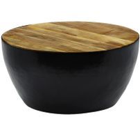 Table basse ronde bois clair et métal noir Unio