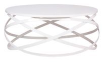 Table basse ronde design bois blanc et métal blanc Klikar 80 cm