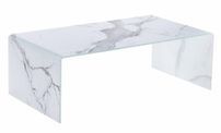 Table basse verre trempé effet marbre blanc Belar L 110 cm