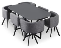 Table bois gris et 6 chaises tissu Manda