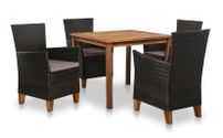 Table carrée et 4 chaises de jardin acacia clair et résine tressée Cassia