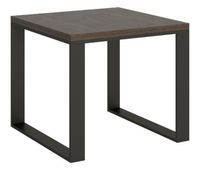 Table carrée extensible 90 à 180 cm bois foncé et métal anthracite Likro