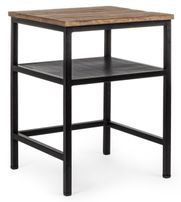 Table d'appoint carré acier noir et bois de manguier Rica 43 cm - Lot de 2