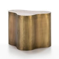 Table d'appoint marbre blanc et métal doré Sami 2