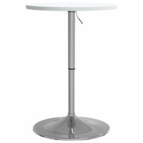 Table de bar blanc 50x50x90cm bois d'ingénierie et acier chromé
