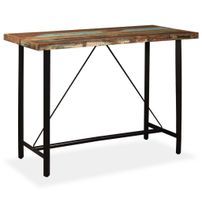 Table de bar bois reconditionné et pieds acier noir Unik 150