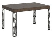 Table extensible 6 à 10 places L 130 à 234 cm bois foncé et pieds métal gris foncé Gisa