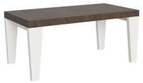 Table extensible bois noyer et pieds bois blanc 6 à 20 places Kristo 180 à 440 cm