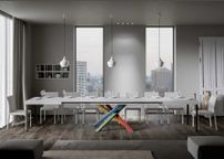 Table extensible design avec pieds entrelacés multicouleurs Artemis