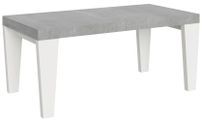 Table extensible gris béton et pieds bois blanc 6 à 12 personnes Kristo L 180 à 284 cm