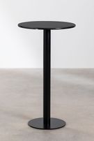 Table haute de bar ronde marbre noir et pieds rond acier noir Kooky 60 cm