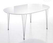 Table ovale extensible acier et bois MDF blanc Joni L 170/270 cm