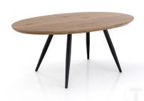 Table ovale extensible acier noir et bois de chêne Lina L 160/200 cm