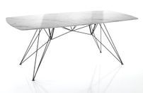Table rectangle en acier et bois MDF effet marbre Amir L 200 cm