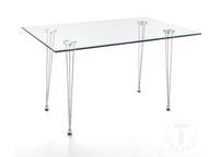 Table rectangle en verre trempé et pieds en acier Zony L 130 cm