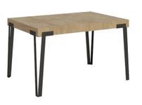 Table rectangulaire 130 cm chênes clair et pieds métal anthracite Konta