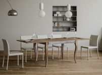 Table rectangulaire extensible 4 à 10 personnes L 120 à 240 cm bois foncé et métal gris Ola