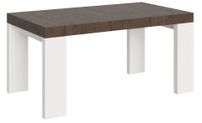Table rectangulaire extensible bois noyer et blanc 160 à 420 cm Ribo