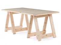 Table tréteaux bois massif naturel Rustiba 180 cm
