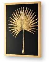 Tableau rectangulaire motif branche dorée bois et verre Elia
