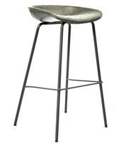 Tabouret design simili cuir gris clair Kalyne - Lot de 2